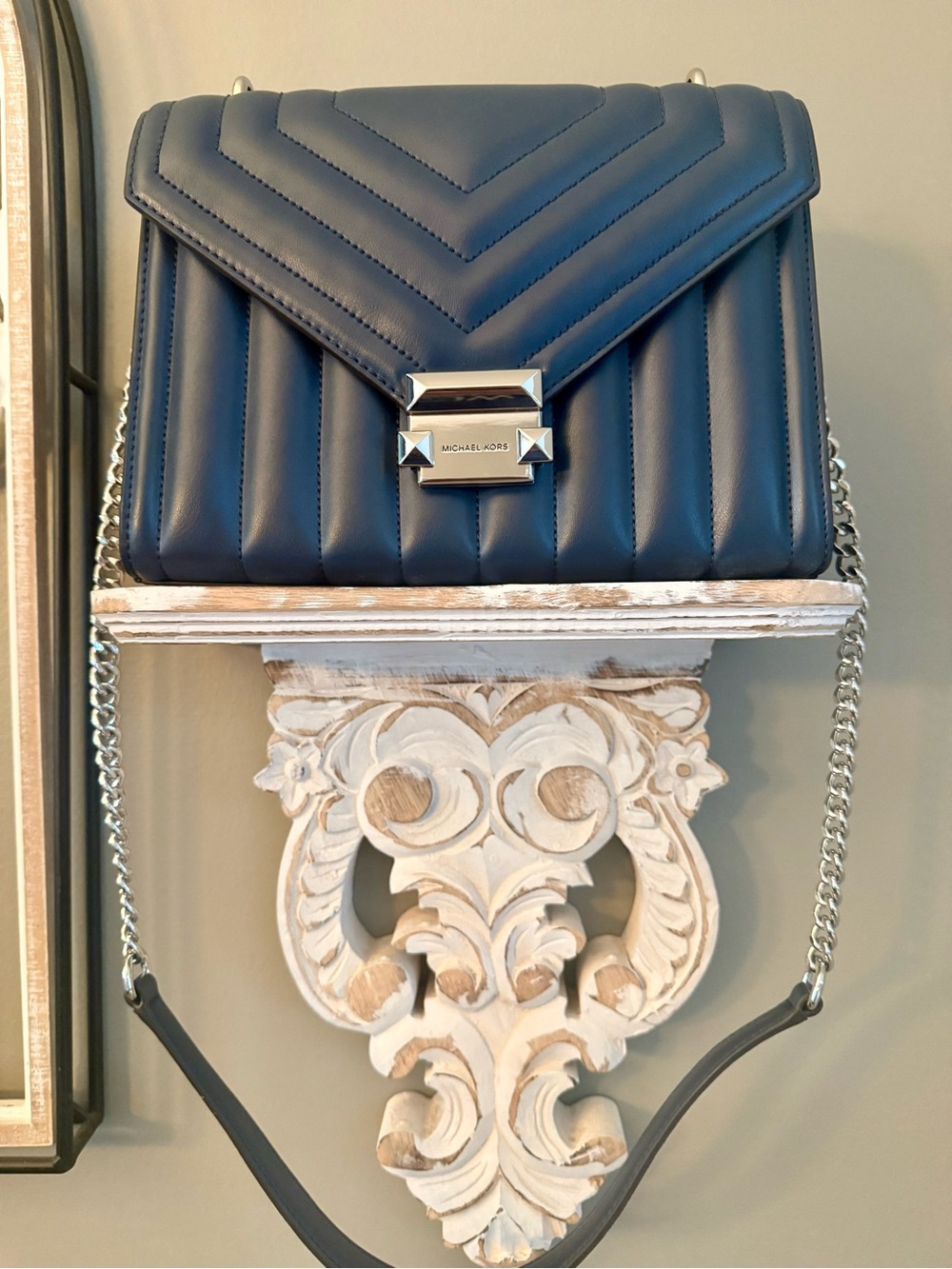 Michael Kors Whitney Quilted  Crossbody Bag in Navy